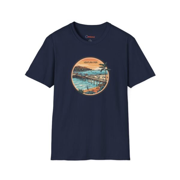 Ventura, California | Aerial view drawing of Ventura Pier - Unisex Softstyle T-Shirt
