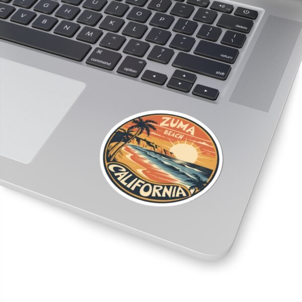 Zuma Beach, California - Vintage Sunset Sticker | Coastal Vibes & Palm Trees Emblem