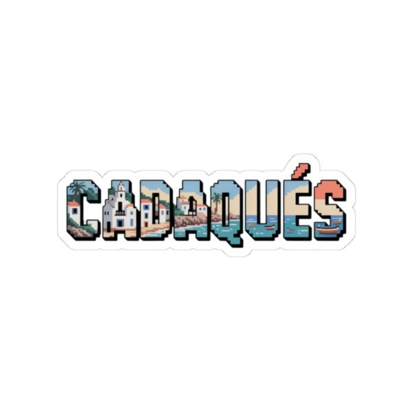 Cadaqués Pixel Art Sticker - Retro Coastal Spain Design, Vintage Travel Aesthetic, Mediterranean Souvenir, Spanish Beach Vibes