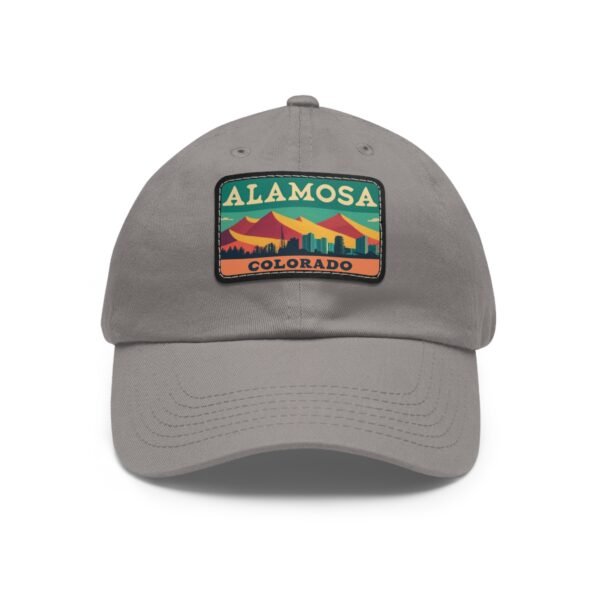 Alamosa Colorado Hat - Retro Sunset Rectangular Leather Patch Cap, Great Sand Dunes Mountains Souvenir Dad Hat, Travel Gift