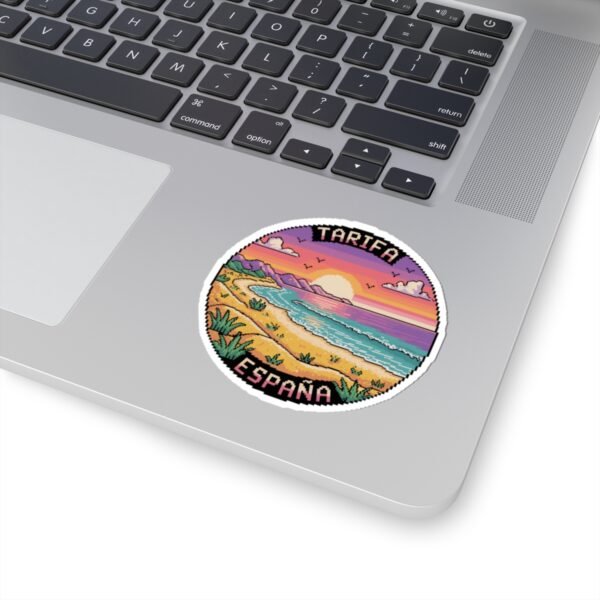 3031144402848826236_1200.jpeg Tarifa Spain Sticker - Retro Pixel Art Sunset Beach Design | Coastal Travel Art | Mediterranean Vacation Gift | Spanish Coast Vibes