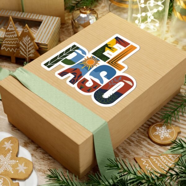 Stickers, Colorful El Paso Texas Nature Inspired Letter Art, Travel Gift Souvenir, Laptop Decal, Car Bumper Sticker, Planner Decoration