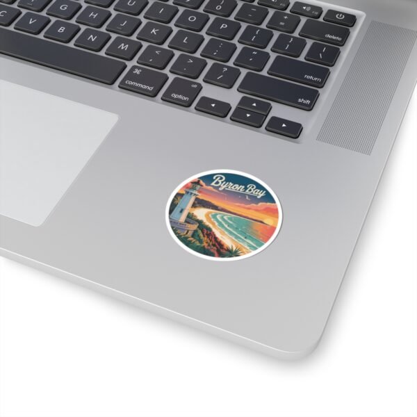 3053492359300698147_1200.jpeg Byron Bay Australia Sticker - Retro Lighthouse Coastal Sunset with Surfers, Ocean Waves & Tropical Beach - Vintage Travel Art