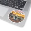 El Paso Texas Sticker - Retro Desert Landscape Decal with Cactus & Sunset, Western Travel Souvenir, Mountain Adventure Art