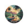 Wailua River Hawaii Sticker - Retro Kayak Adventure Art with Tropical Sunset & Palms - Vintage Style Hawaiian Travel Souvenir