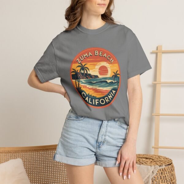 Zuma Beach California T-Shirt - Retro Sunset Graphic Tee, Coastal Surf Shirt, Vintage Beachwear Gift, Unisex Summer Shirt