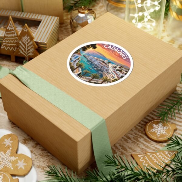 Cadaqués Spain Sticker - Mediterranean Sunset Coastal Art, Colorful Travel Souvenir, Spanish Seaside Village Scene, Summer Vibes
