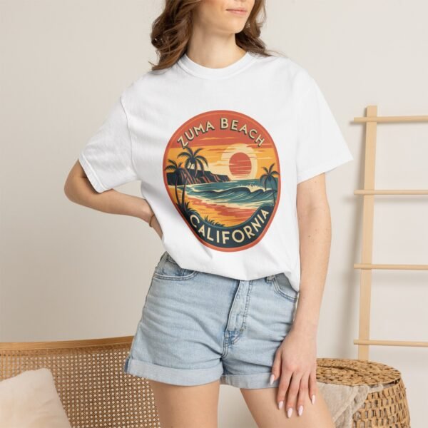 Zuma Beach California T-Shirt - Retro Sunset Graphic Tee, Coastal Surf Shirt, Vintage Beachwear Gift, Unisex Summer Shirt