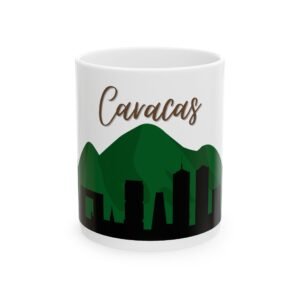 Caracas with Buildings Ceramic Mug - 11oz - Durable Cup, Venezuela Travel Souvenir, Unique Coffee Tea Cup, Gift for Travelers, Countries