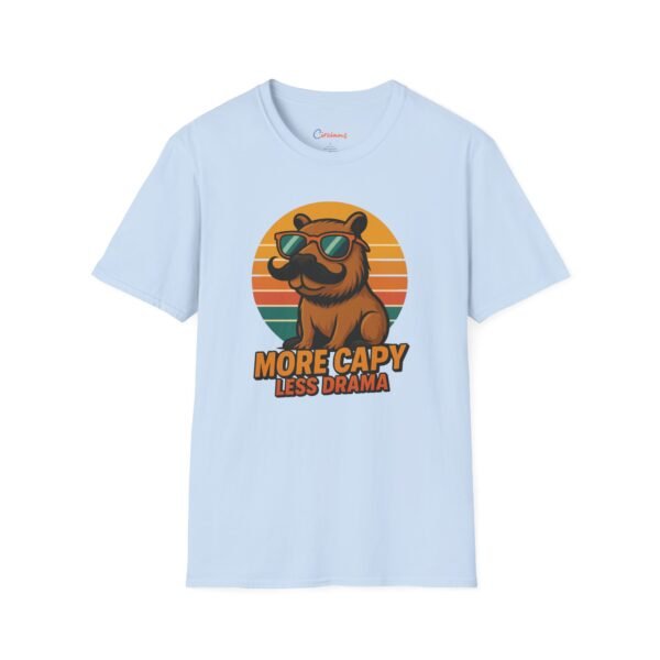 More Capy, Less Drama Funny Capybara T-Shirt, Retro Sunset Aesthetic Tee for Animal Lovers, Chill Vibes Shirt, Gift for Him or Herñ