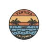 Ventura California Sticker - Retro Sunset Beach Decal with Palm Trees, Vintage Coastal Travel Souvenir, Surf Vibes Art