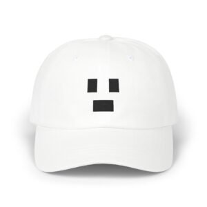Pixel Surprised Face Embroidered Dad Hat: Retro 8-Bit Gaming Cap