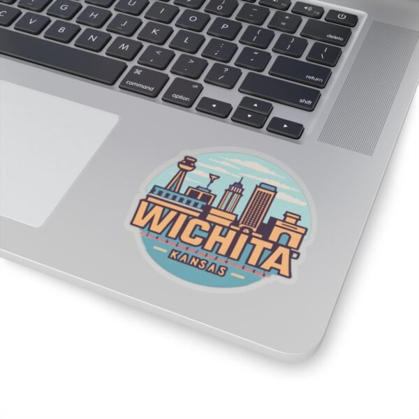 Wichita, KS City Drawing Stickers - Kiss-Cut Sticky Decals, Labels for Laptop, Water Bottle, Planner, Scrapbook, Travel Journal