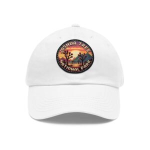 Joshua Tree National Park Hat - 8-Bit Pixel Art Retro Sunset Leather Patch Cap, Desert Baseball Dad Hat, California Souvenir