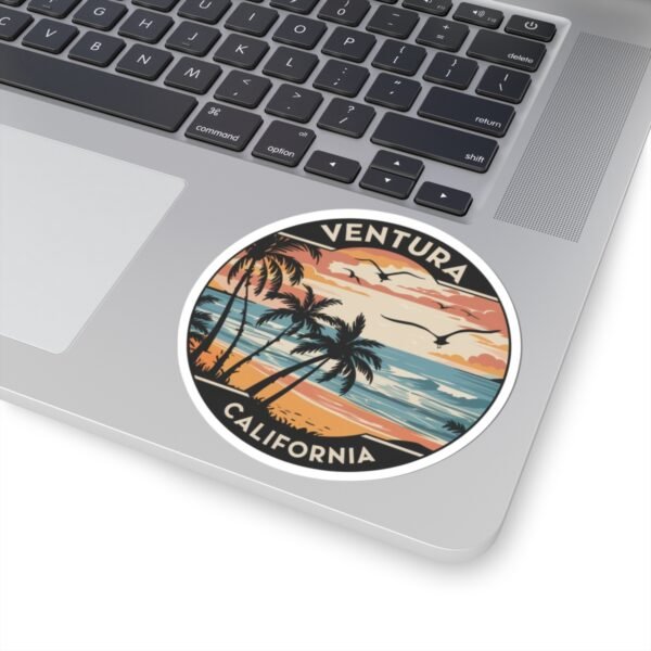 3352980309523282279_1200.jpeg Ventura California Sticker - Retro Coastal Beach Sunset Design, Ocean Wave Aesthetic Vinyl Decal, Surf Town Travel Gift