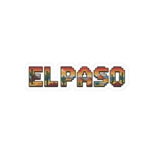 El Paso Pixel Art Sticker | Texas Desert Sunset Decal | Retro 8-Bit Gaming Style | Vinyl Sticker for Laptop | Texas Gift Idea