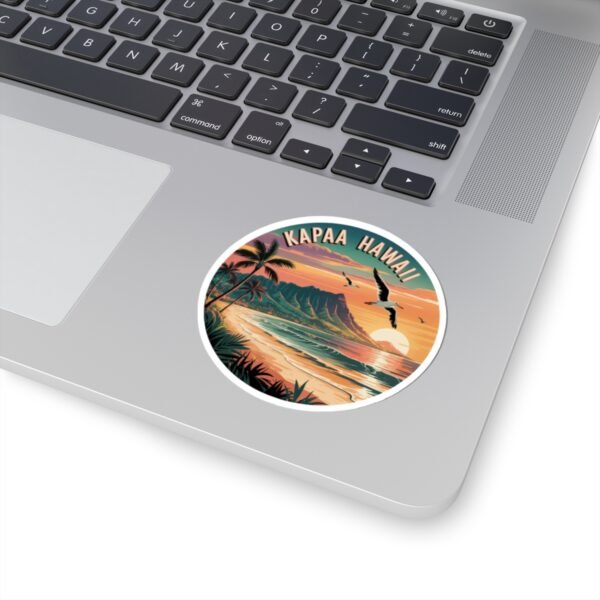 3408382127742585294_1200.jpeg Kapaa Hawaii Sticker - Vibrant Sunset Beach Scene with Nounou Mountain & Seagulls - Vintage Coastal Travel Art Souvenir