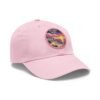 Sitges Spain Hat - Pixel Art Sunset Dad Cap with Leather Patch, Coastal Mediterranean Travel Souvenir