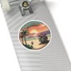 Zuma Beach California Sticker - Pixel Art Sunset Decal, Retro Coastal Surf Design, Cool Ocean Vibes Vinyl Sticker