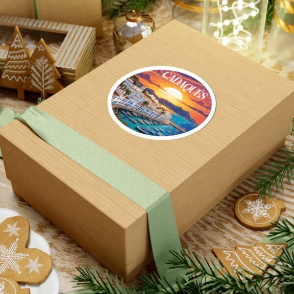 Cadaqués España Sticker - Sunset Coastal View, Mediterranean Village & Boats - Travel Souvenir, Beach Town Art, Summer Vibes