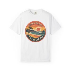 Zuma Beach California T-Shirt - Retro Sunset Graphic Tee, Coastal Surf Shirt, Vintage Beachwear Gift, Unisex Summer Shirt