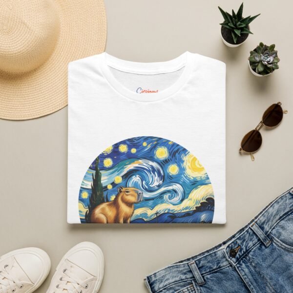Capybara Starry Night T-Shirt, Artistic Style Tee, Whimsical Animal Graphic Shirt, Painting Inspired Tee, Softstyle Tee, Art Lover