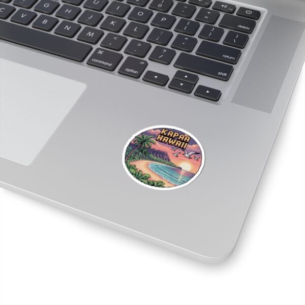 Kapaa Hawaii Pixel Art Sticker - Retro 8-Bit Sunset Beach Scene with Palms & Ocean Waves - Vintage Travel Aesthetic Gaming Souvenir