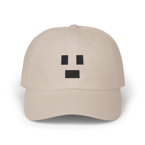 Pixel Surprised Face Embroidered Dad Hat: Retro 8-Bit Gaming Cap