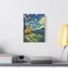 Canvas Print, Capybara Art - Tranquil Night Landscape Wall Decor, Whimsical Animal Illustration, Capybara Nation Collection, Nature Lover