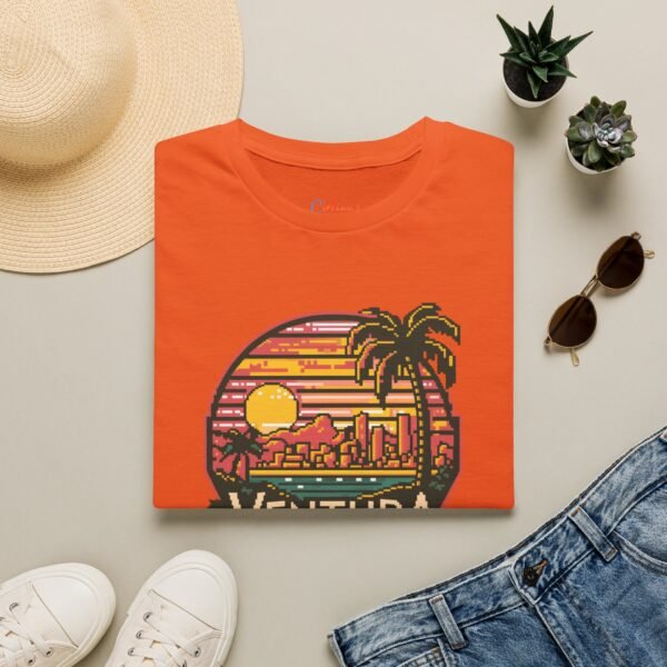 Ventura Sunset Pixel Art California Dream Unisex Softstyle T-Shirt, Graphic Tee, Vintage Style Shirt, Retro Tshirt, Beach Lover Gift