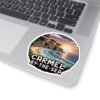 Carmel-by-the-Sea Sticker - Pixel Art Sunset Cliff and Ocean Waves Design - Retro California Coastal Travel Souvenir Vinyl Decal