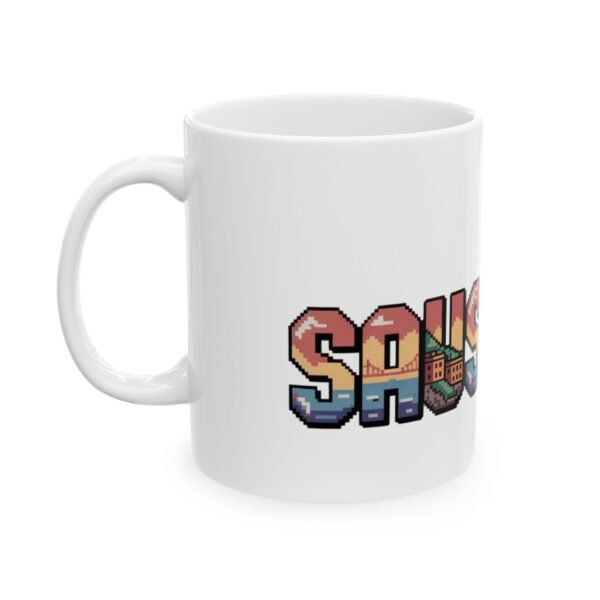 3897152277170872129_2048.jpeg Sausalito Pixel Art Mug - Retro Coastal California Design | Golden Gate, Kayak & Seagull Scene | Unique Bay Area Souvenir