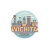 Wichita, KS City Drawing Stickers - Kiss-Cut Sticky Decals, Labels for Laptop, Water Bottle, Planner, Scrapbook, Travel Journal