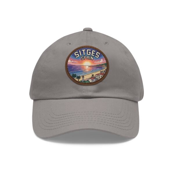 Sitges Spain Hat - Pixel Art Coastal Dad Cap with Leather Patch, Summer Beach Travel Souvenir