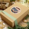 Cadaqués España Round Sticker - Sunset Coastal Vinyl Decal, Travel Souvenir, Mediterranean Village Boats, Retro Art Print
