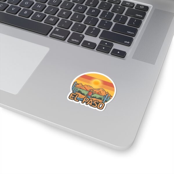 El Paso Texas Sticker - Retro Western Desert Decal with Cowboy & Cactus, Sunset Mountain Art, Southwestern Travel Souvenir