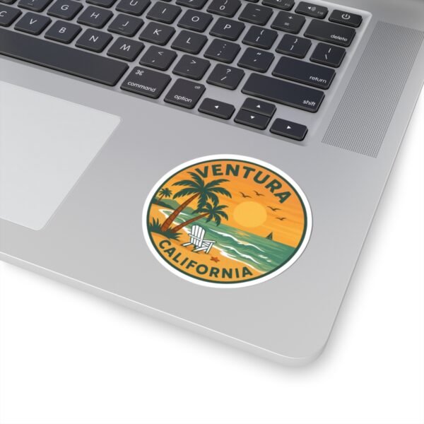 Stickers, Vintage Ocean Art, California Sunset Design, Coastal Landscape Illustration, Surf & Sail Graphic