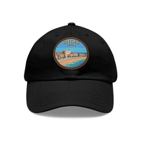 4083843007750301060_2048.jpeg Sitges Spain Hat - Coastal City Leather Patch Cap, Spanish Beach Town Souvenir Dad Hat, Barcelona Coast Travel Gift