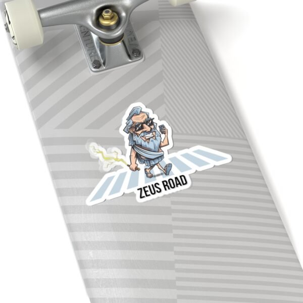 Zeus Road Sticker - Funny Greek Mythology Vinyl Decal, Lightning & Crosswalk Design, Unique Gift for Him