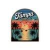 Tampa Florida Sticker - Retro Palm Trees and Boats Sunset Design with Seagulls - Vintage Coastal Travel Souvenir Vinyl Decal