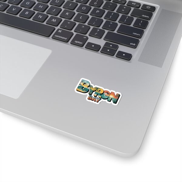 Byron Bay Australia Sticker - Retro Coastal Surf Design with Sunset, Lighthouse, Palm Trees, Ocean Waves & Dolphin - Travel Souvenir Art