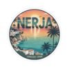 Nerja Spain Sticker - Retro Coastal Sunset Design | Andalucía Travel Vinyl Decal | Mediterranean Beach Art for Laptop & Bottle