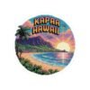 Kapaa Hawaii Sticker - Retro Pixel Art Beach Sunset with Palm Trees and Ocean Waves - Vintage Travel Souvenir Coastal Design