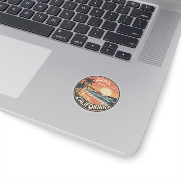 Zuma Beach, California - Vintage Sunset Sticker | Coastal Vibes & Palm Trees Emblem