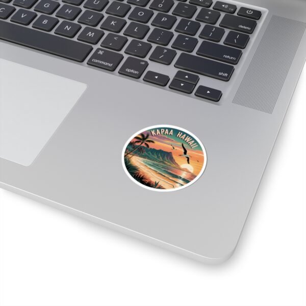 4239418190096569042_1200.jpeg Kapaa Hawaii Sticker - Vibrant Sunset Beach Scene with Nounou Mountain & Seagulls - Vintage Coastal Travel Art Souvenir