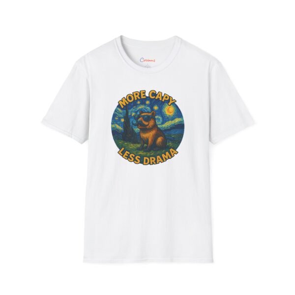 4299442468286549873_2048.jpeg More Capy Less Drama - Funny Capybara T-Shirt | Starry Night Art Style | Chill Animal Tee | Unisex Softstyle Shirt