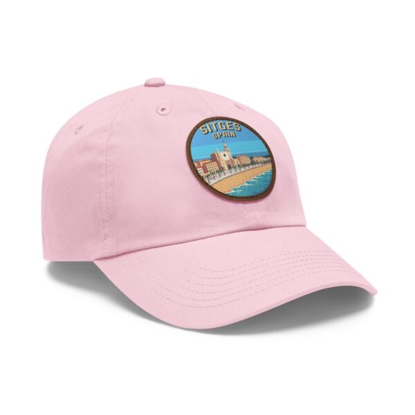 4470091289685279955_2048.jpeg Sitges Spain Hat - Coastal City Leather Patch Cap, Spanish Beach Town Souvenir Dad Hat, Barcelona Coast Travel Gift