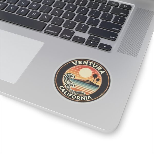 Stickers - Ventura California Beach Sunset Design - Coastal Vibes, Kiss-Cut Stickers, Laptop Decals, Water Bottle Stickers, Scrapbooking,