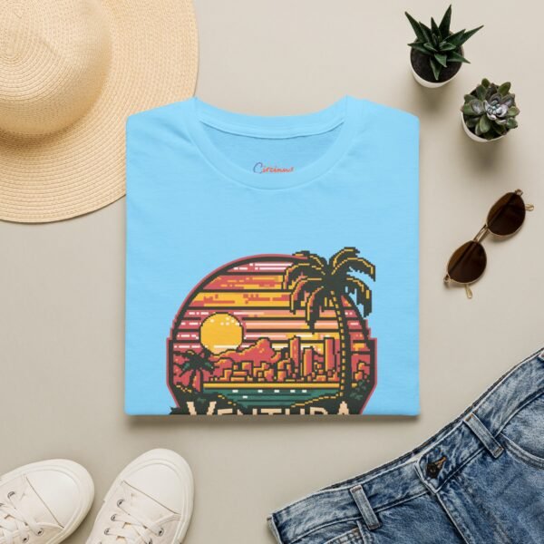 Ventura Sunset Pixel Art California Dream Unisex Softstyle T-Shirt, Graphic Tee, Vintage Style Shirt, Retro Tshirt, Beach Lover Gift