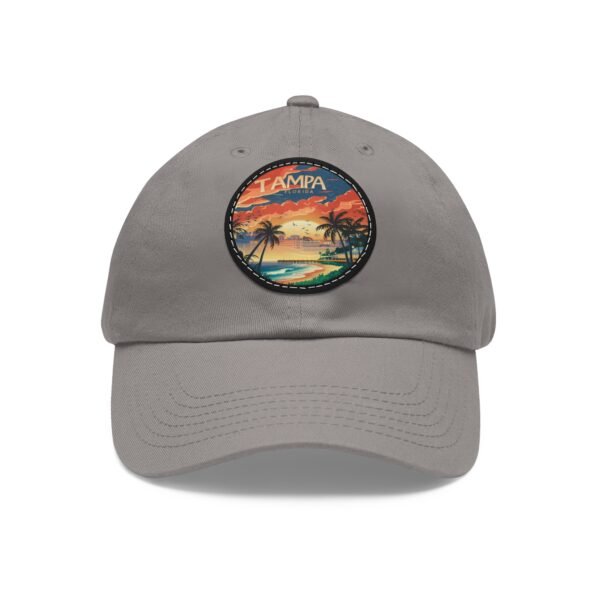 Tampa Florida Hat - PU Leather Patch Coastal Sunset Baseball Cap, Florida Travel Souvenir,
